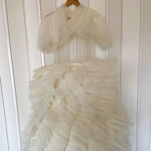 Custom Made Crème Tulle Floor Length Gown